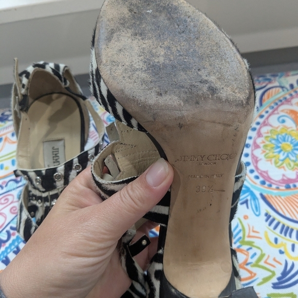Jimmy Choo Horse Hair Zebra Print Heels - Picture 5 of 6